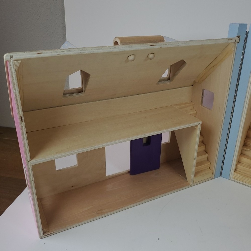 Melissa & Doug Fold and Go Wooden Dollhouse Pink Purple Door-House Only - Picture 9 of 9